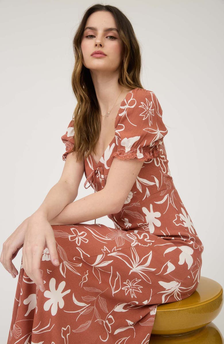 Blu Pepper Floral Midi Dress, Alternate, color, Terracotta
