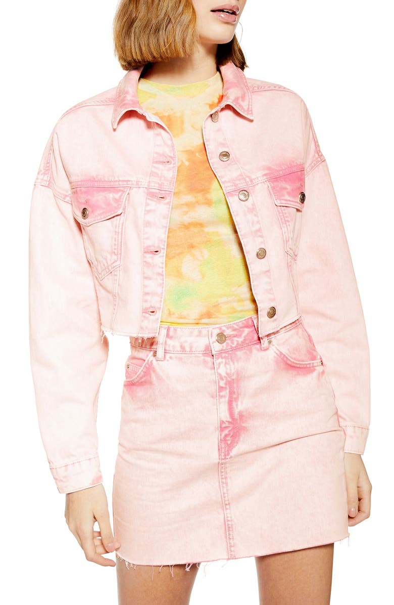 Topshop Acid Wash Jacked Denim Jacket, Main, color,