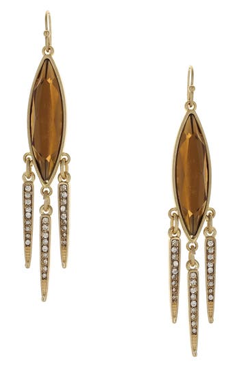 Olivia Welles Crystal Fringe Drop Earrings In Gold/topaz