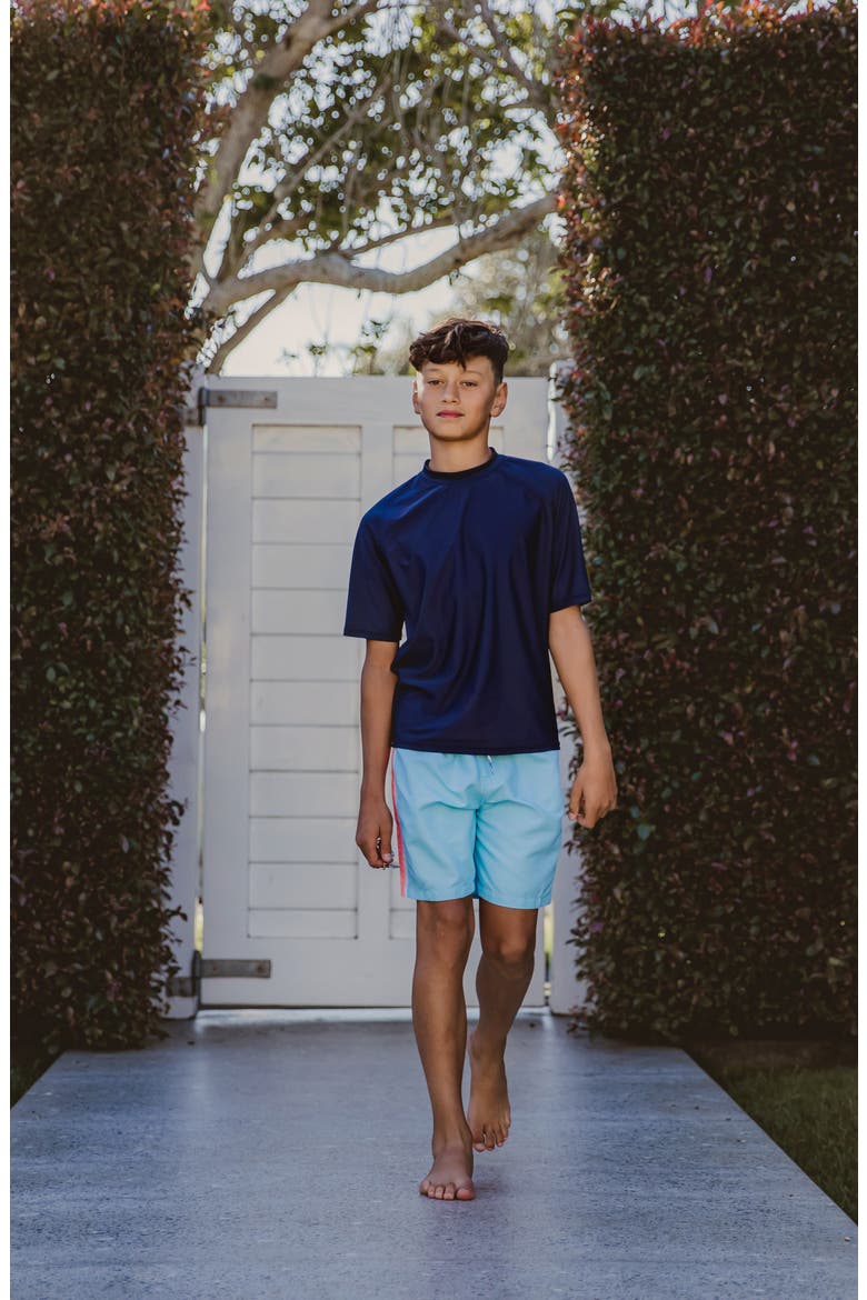 Kids' Retro Volley Board Shorts, Alternate, color, BLUE