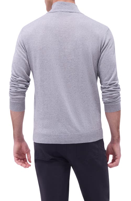 Bugatchi Quarter Zip Cotton & Cashmere Pullover In Platinum