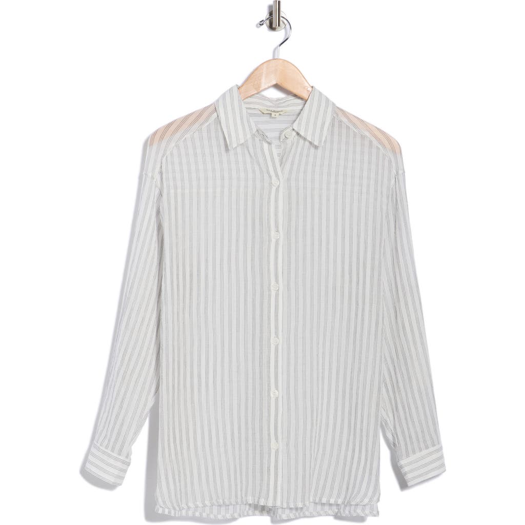 Max Studio Stripe Cotton Button-up Shirt In Animal Print