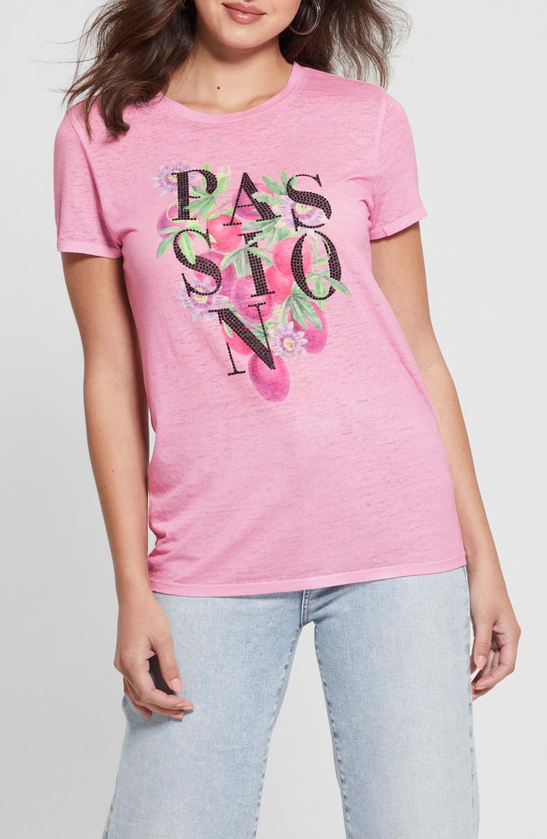 GUESS Passion Fruit Easy Graphic T-Shirt, Main, color, 