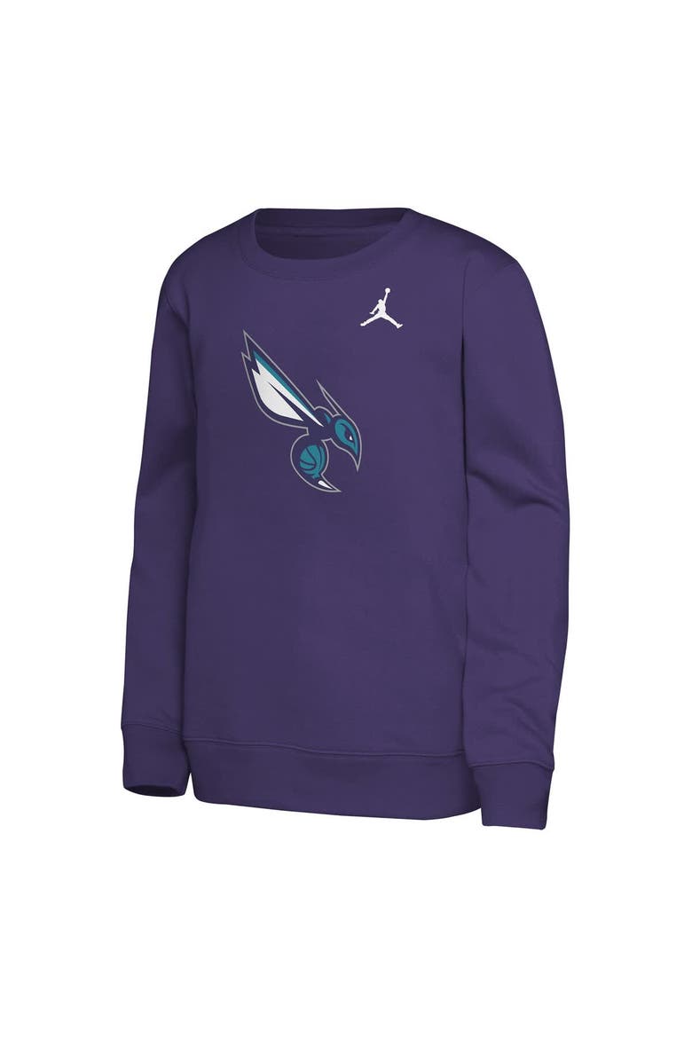 Youth Jordan Brand Purple Charlotte Hornets Courtside Statement Edition Sweatshirt, Alternate, color, Purple