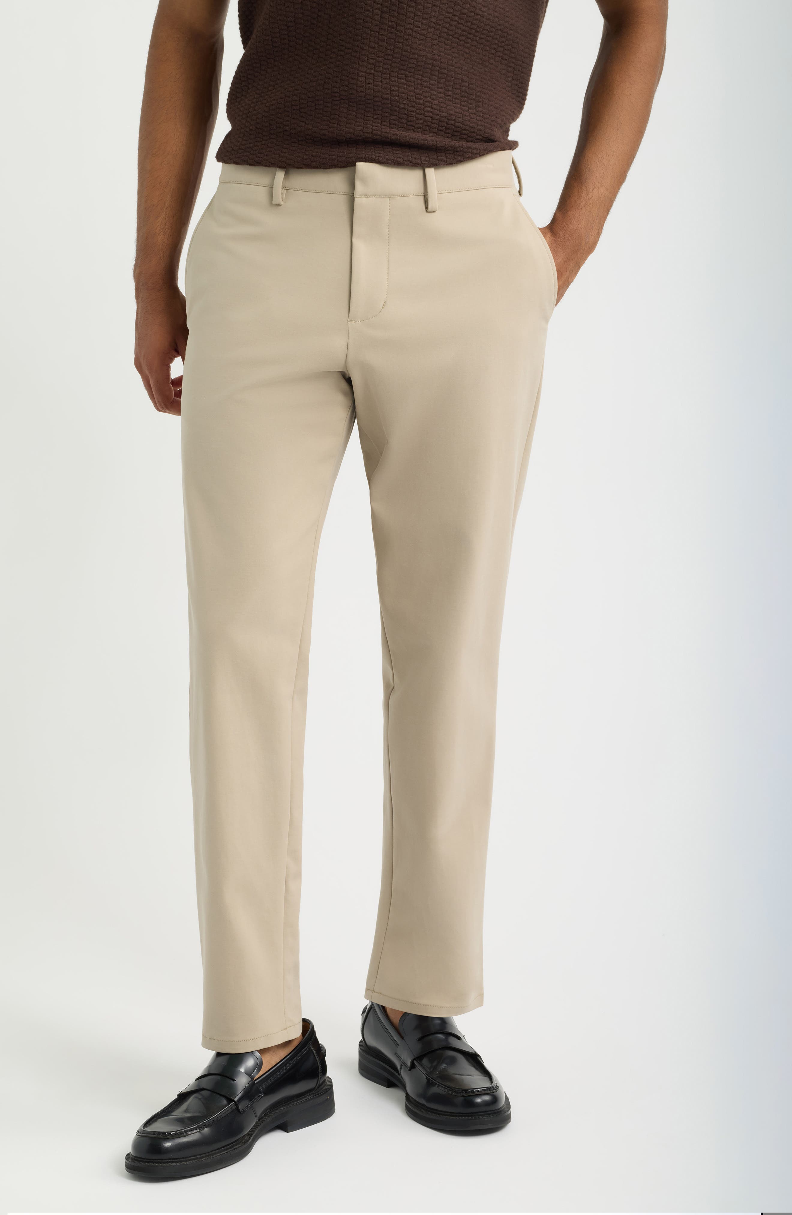 Open Edit Slim Fit Stretch Cotton Chinos In Neutral
