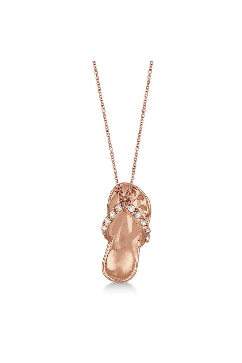 Flip Flop Shaped Diamond Pendant Necklace 14k, Alternate, color, Rose Gold