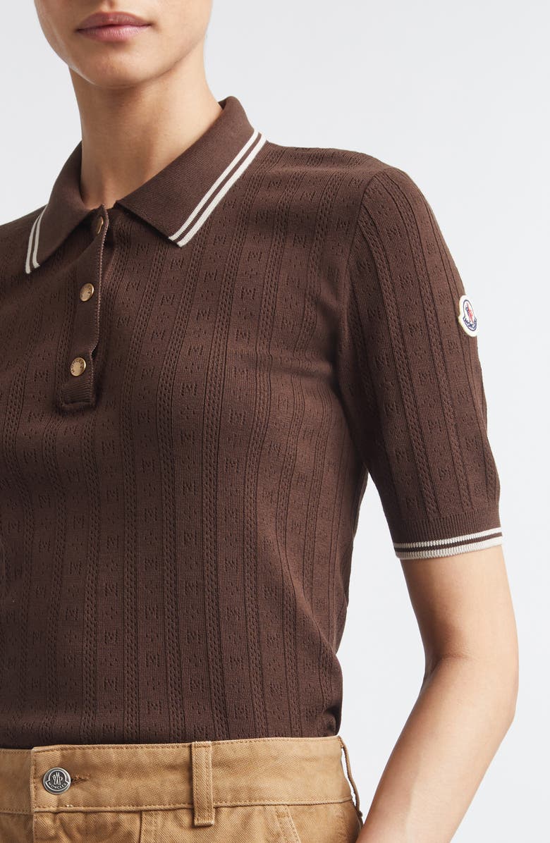 Moncler Tipped Polo, Alternate, color, Brown