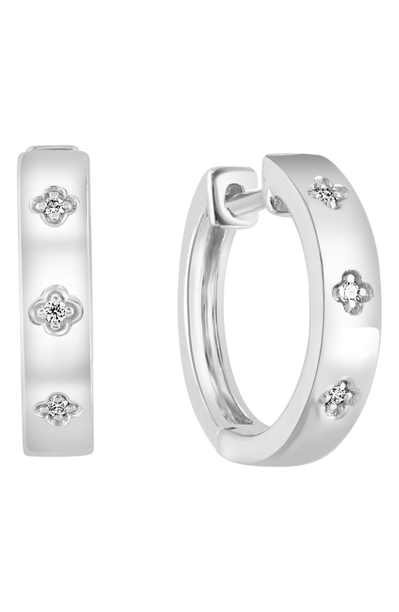 EFFY Sterling Silver Diamond Huggie Hoop Earrings, Main, color, Silver/ White