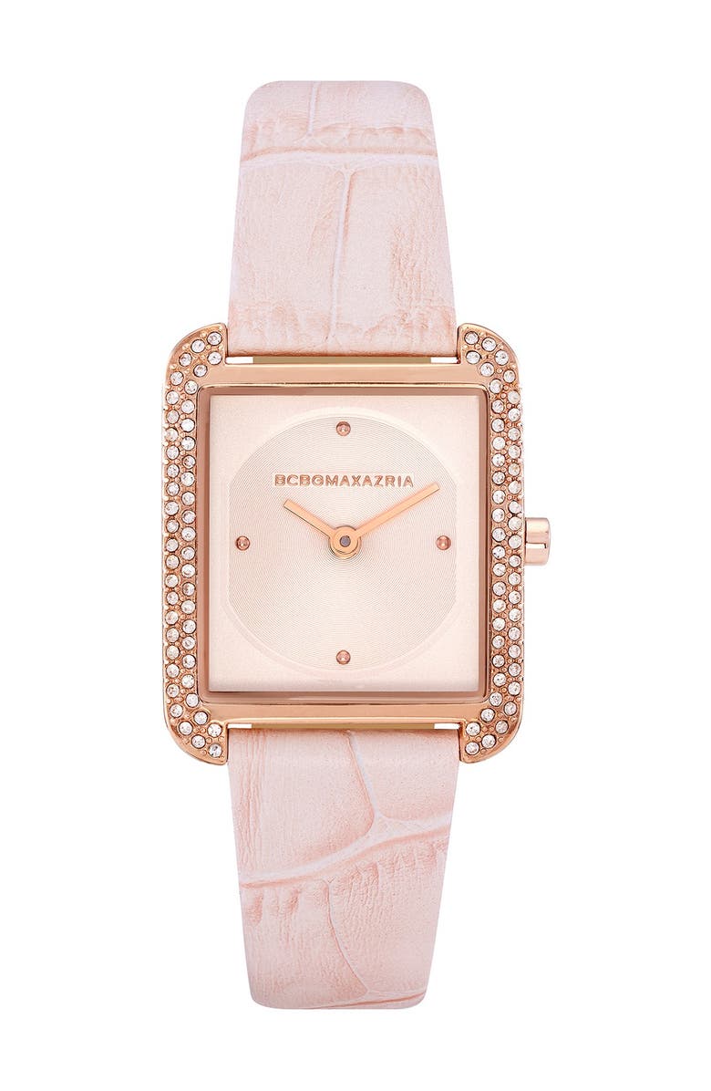 BCBGMAXAZRIA Classic Japanese-Quartz Watch with Leather Strap, 25.5mm, Main, color, 