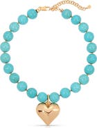Ettika Chunky Beaded Heart Pendant Necklace