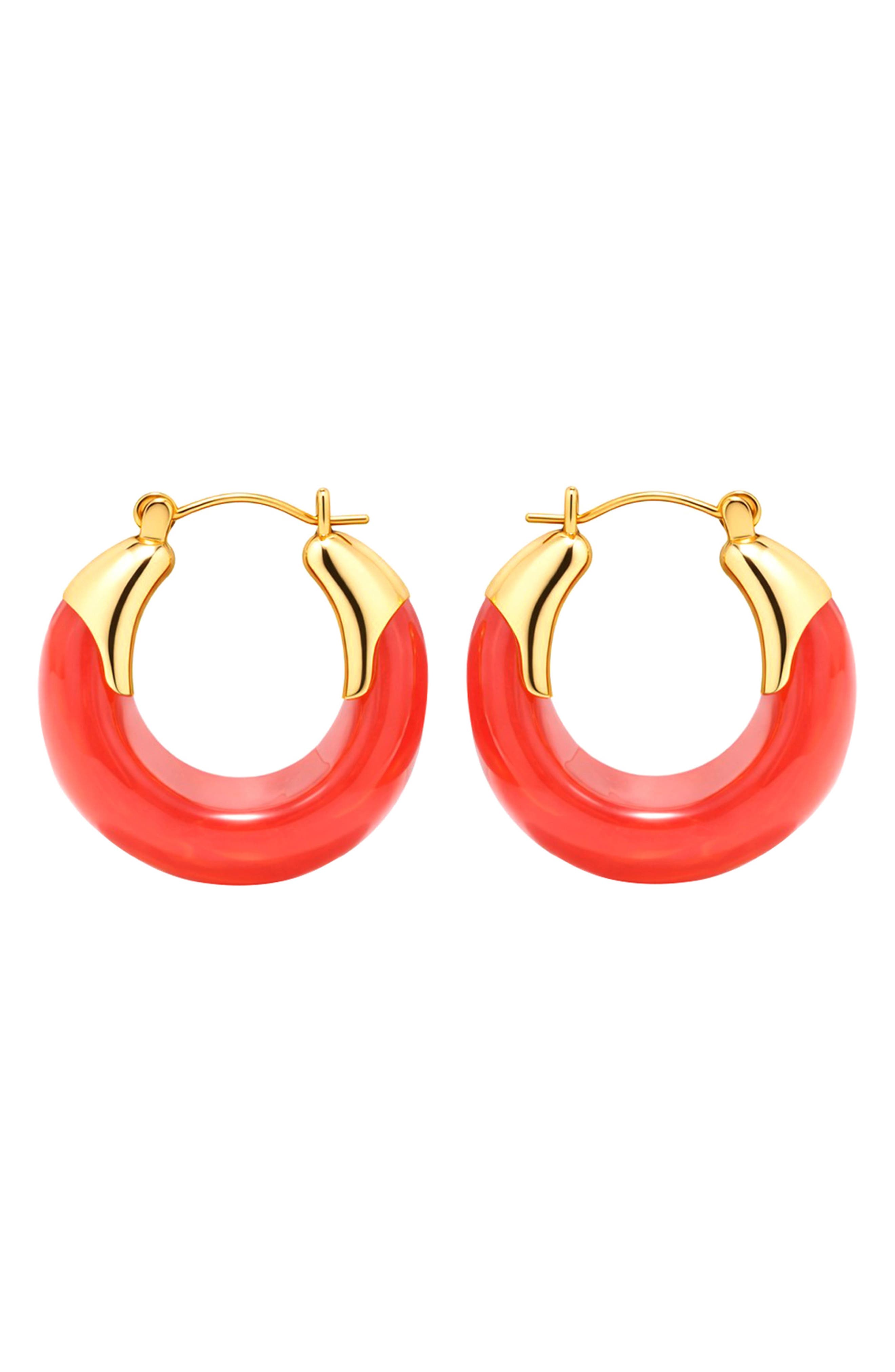 Coral Hoop Earrings