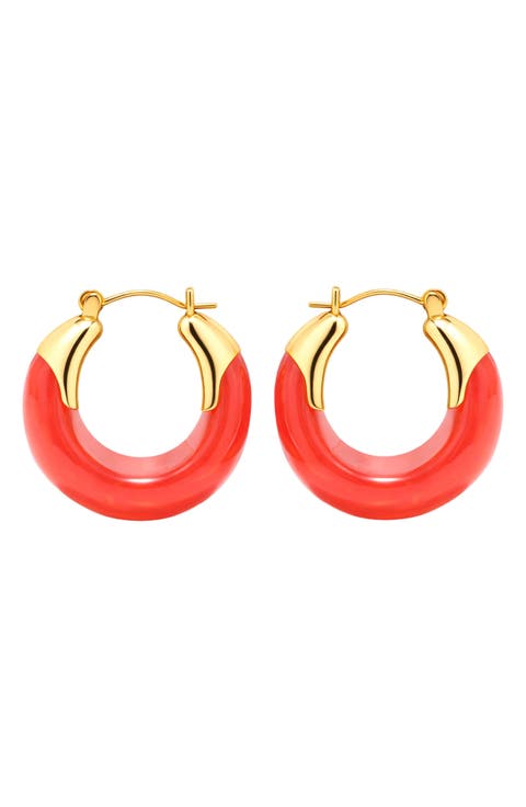 Coral Hoop Earrings