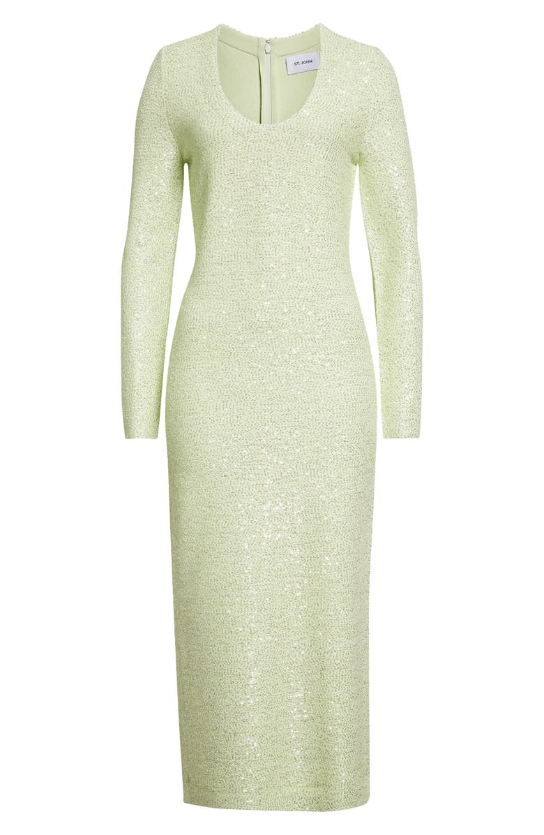 St. John Evening Sequin Long Sleeve Knit Dress, Alternate, color,