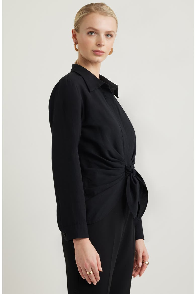 Tie Front Shirt, Alternate, color, BLACK