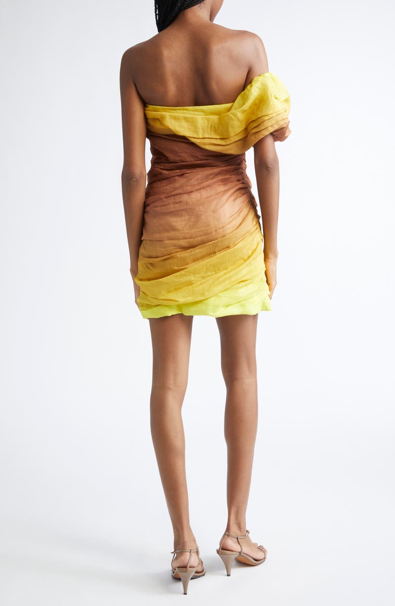 A.L.C. Kyler Ruched Strapless Cocktail Dress, Alternate, color, Chestnut/ Yellow