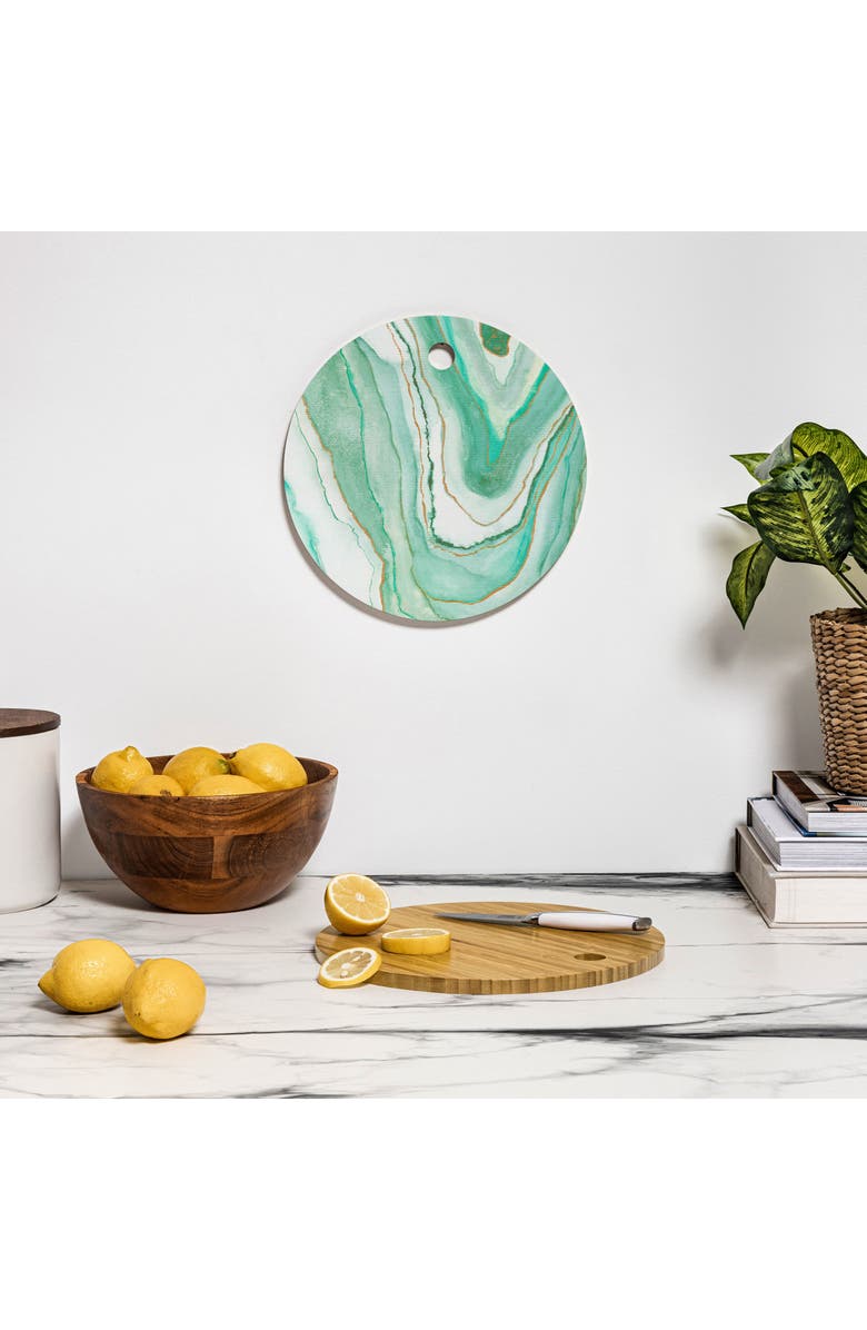 Deny Designs Watercolor Round Cutting Board, Alternate, color, Green