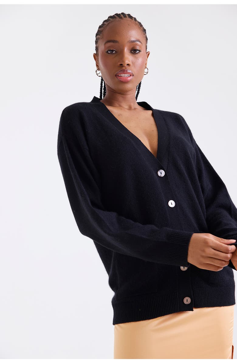 1982 Oceane Oversize 100% Cashmere Cardigan, Main, color, Black