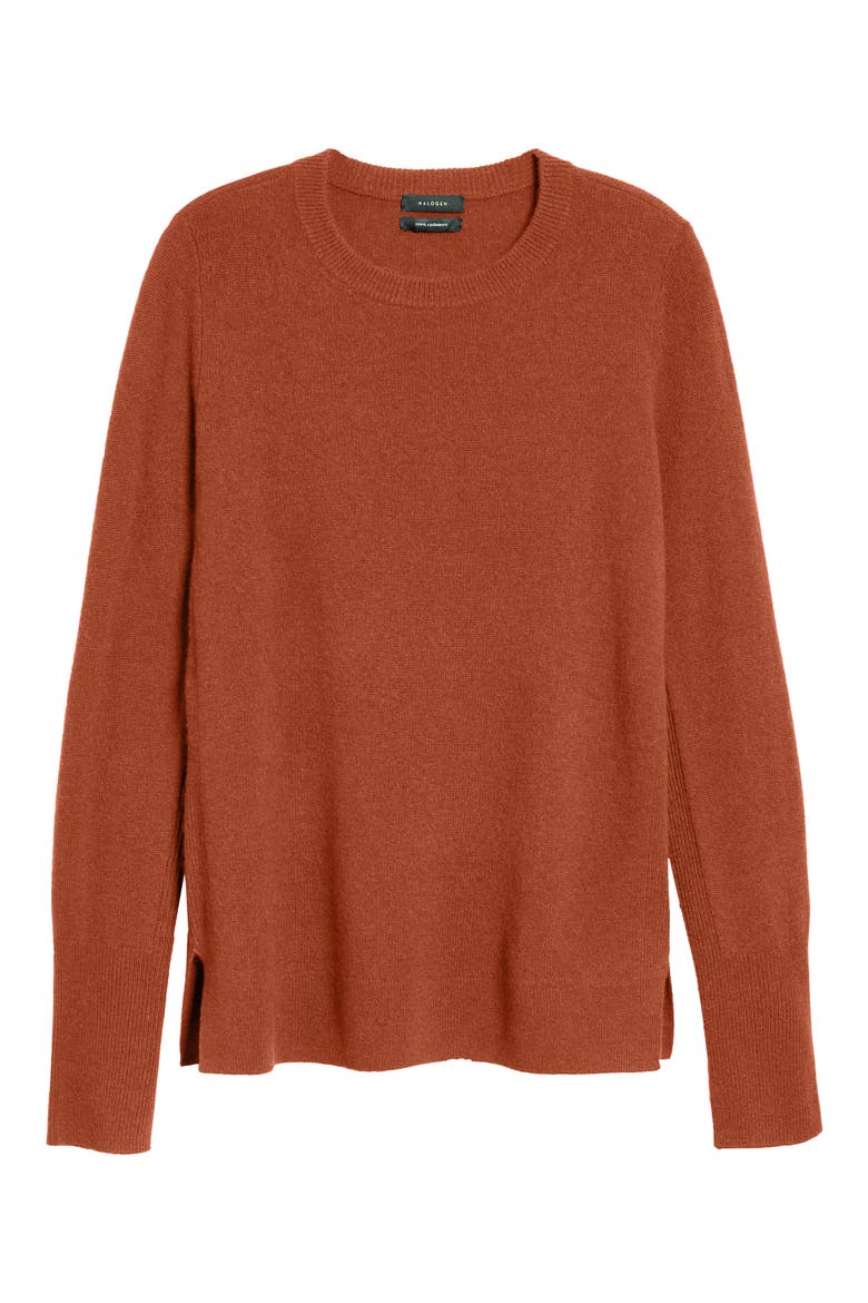 Crewneck Cashmere Sweater, Alternate, color, RUST SEQUOIA