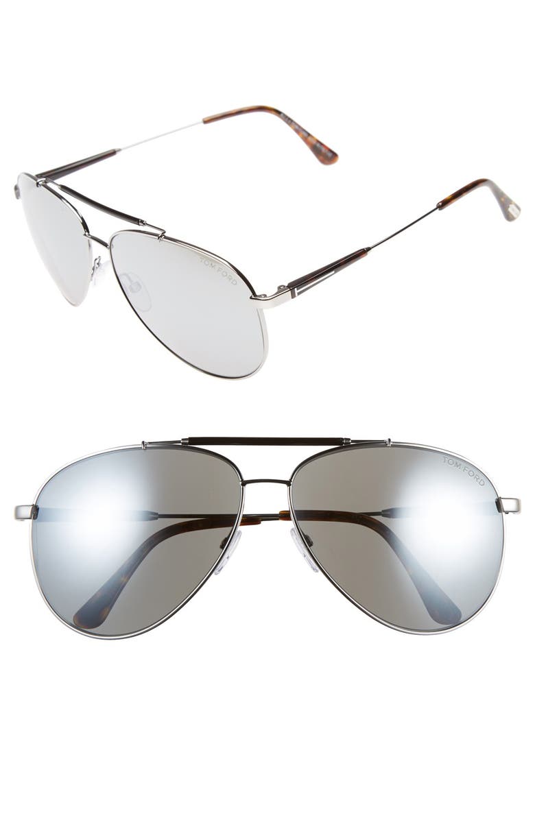TOM FORD 'Rick' 62mm Aviator Sunglasses, Main, color,