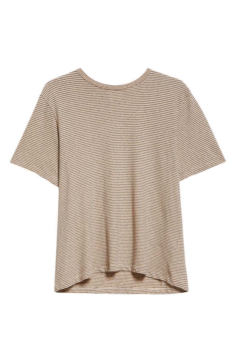 Isabel Marant Étoile Zewel Stripe Oversize Cotton & Linen T-Shirt, Alternate, color, Black/ Beige