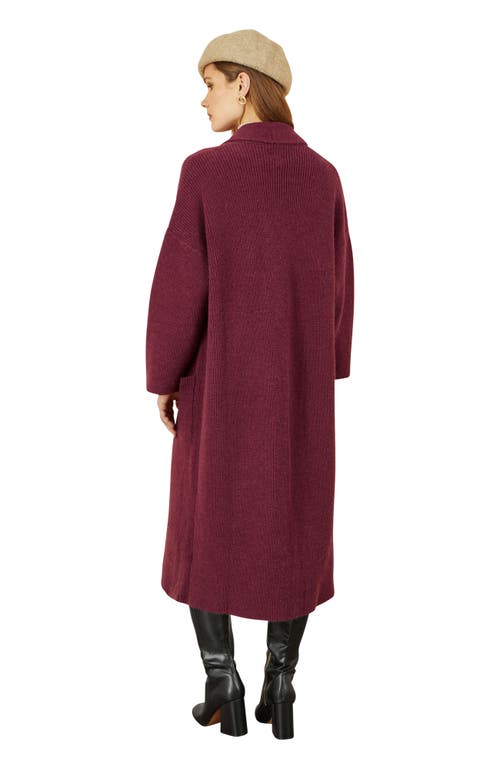 Yumi Knitted Maxi Cardigan With Pockets In Burgundy