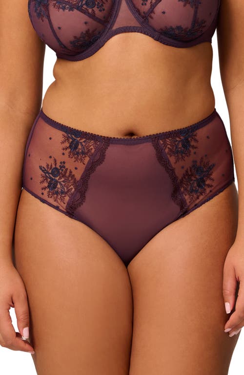 Simone Perele Intrigue Floral Embroidered Briefs In Purple
