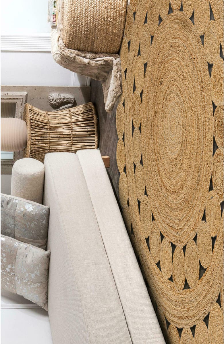 JONATHAN Y Bodhi Round Natural Jute hippie Circle Natural Round Area Rug, Alternate, color, Natural