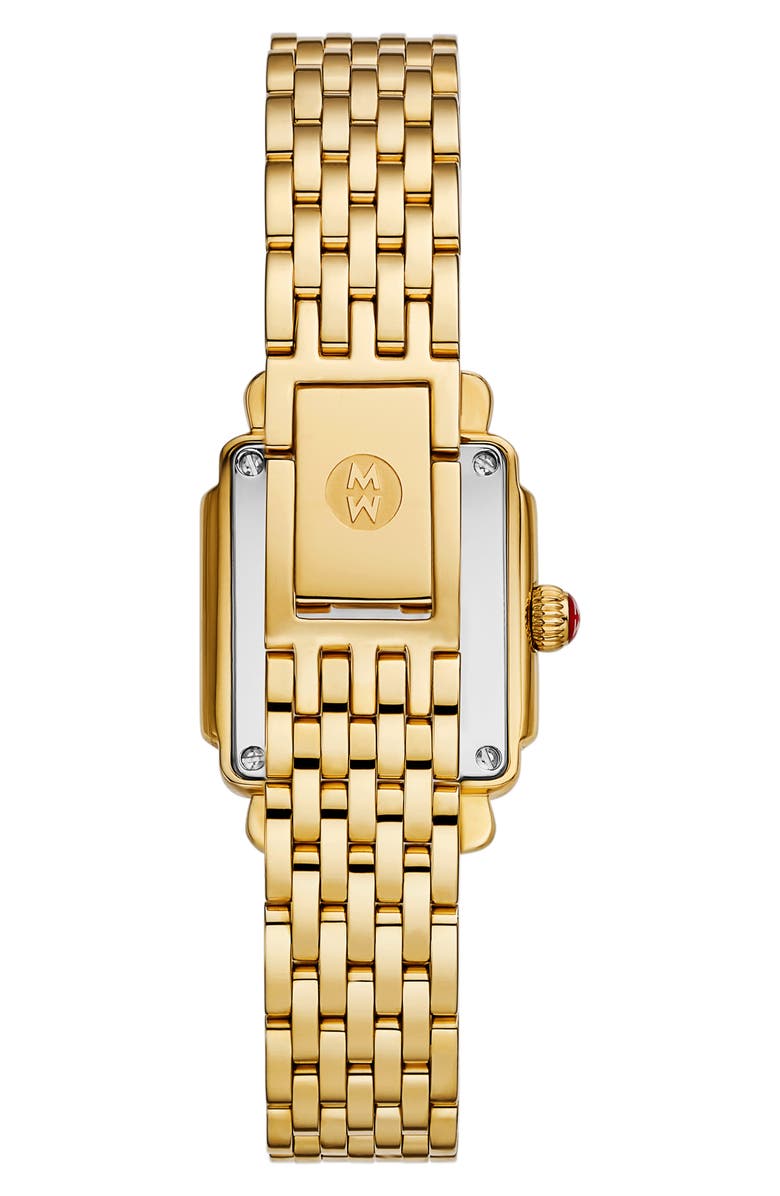 MICHELE Mini Deco Madison Two-Tone 18K Gold Plate Diamond Bracelet Watch, 23mm x 24mm, Alternate, color, Gold