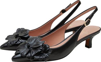 Castiel Slingback Pointed Toe Kitten Heel Pump