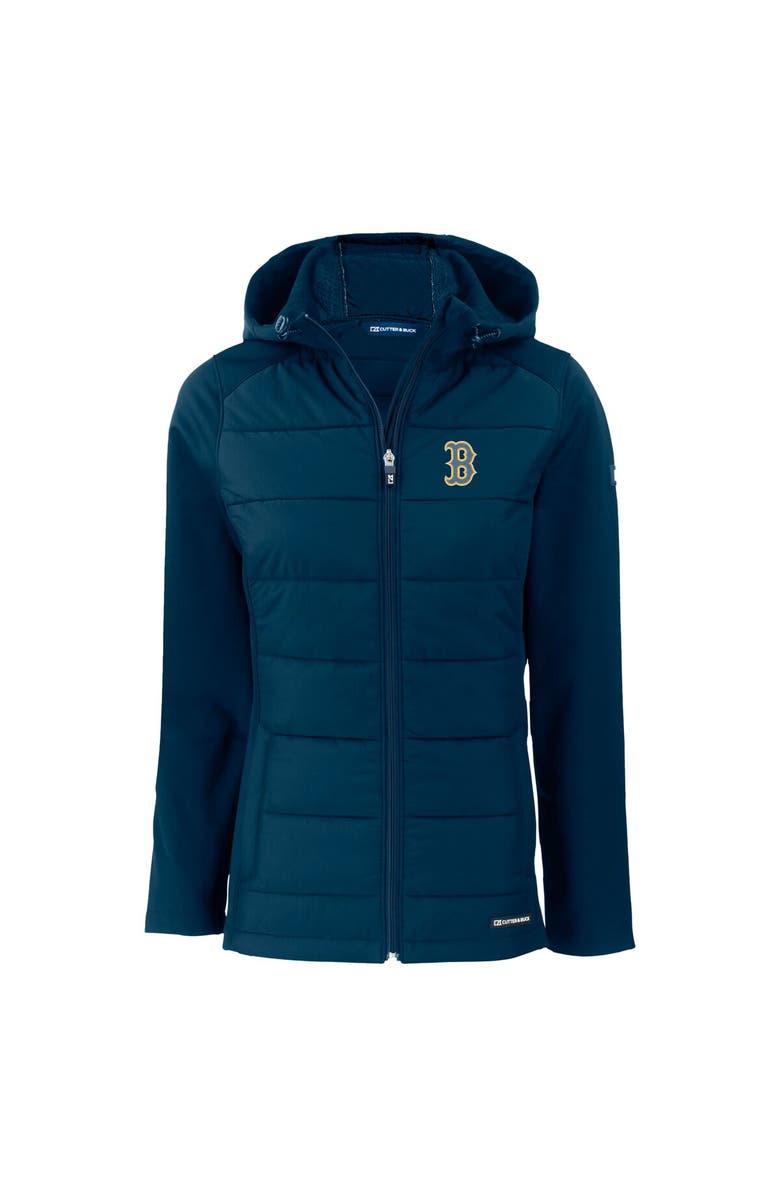 Cutter & Buck Women's Cutter & Buck  Navy Boston Red Sox City Connect Evoke Hybrid Eco Softshell Recycled Full-Zip Hoodie Jacket, Alternate, color, 