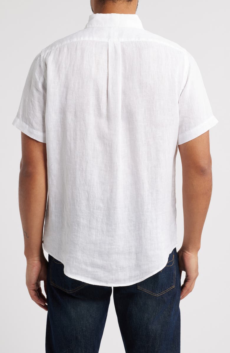 Polo Ralph Lauren Piece Dye Linen Short Sleeve Button-Down Shirt, Alternate, color, White