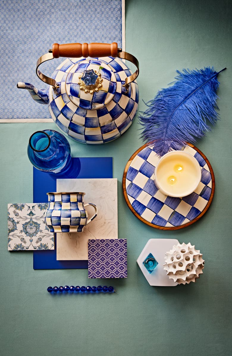 MACKENZIE CHILDS Royal Check Enameled Steel 3-Quart Tea Kettle, Alternate, color, 