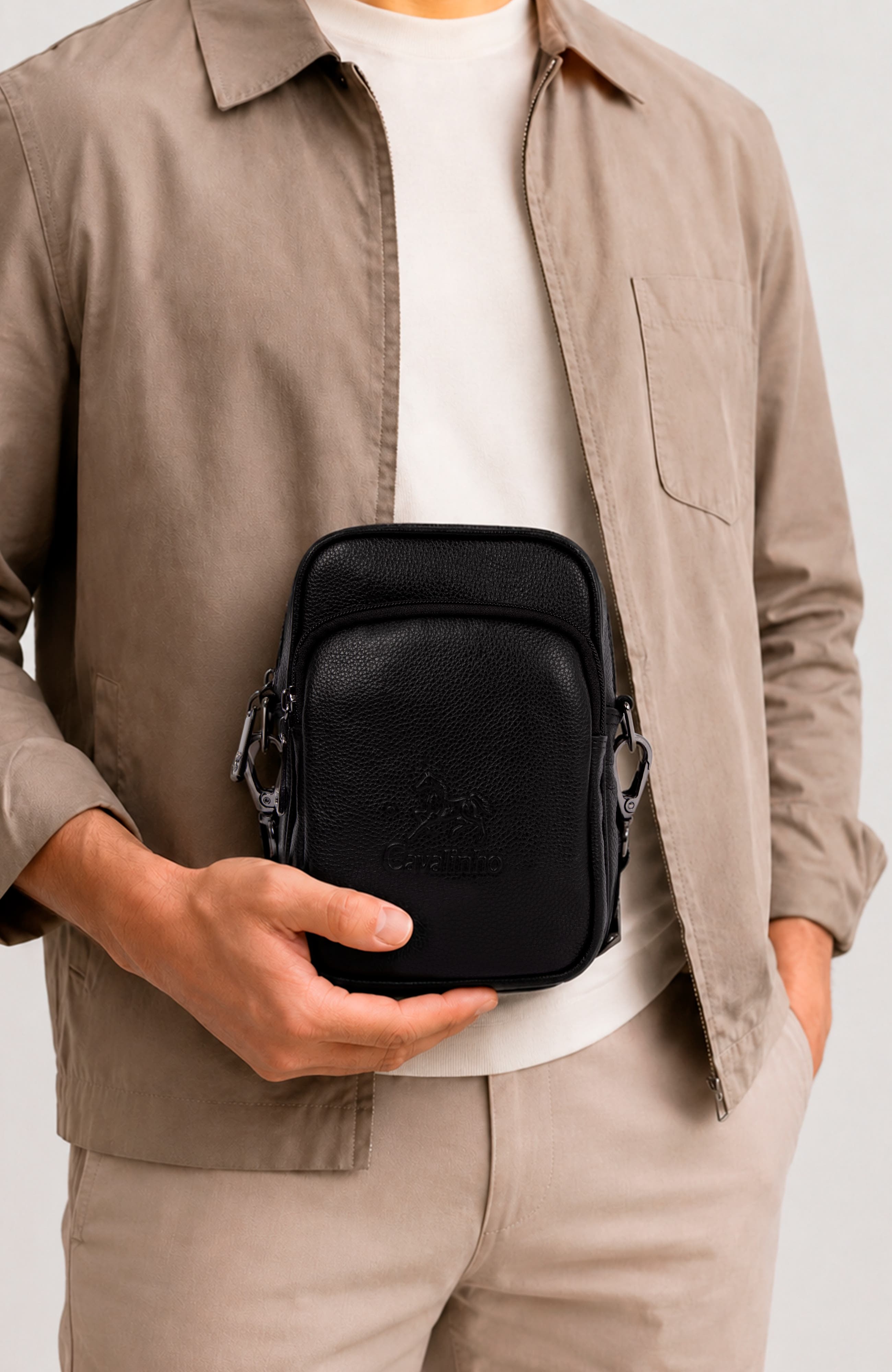 El Cavaleiro Leather Traveler Crossbody Bag 542, Alternate, color, Black
