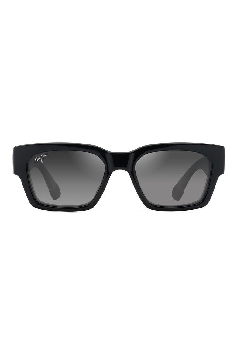 Kenui 53mm PolarizedPlus2® Square Sunglasses, Main, color, SHINY BLACK/ LIGHT GREY