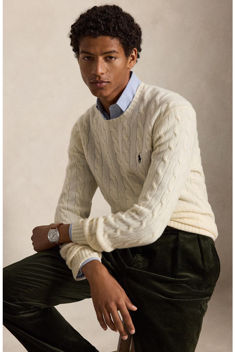 Wool & Cashmere Cable Knit Sweater, Alternate, color, CREAM