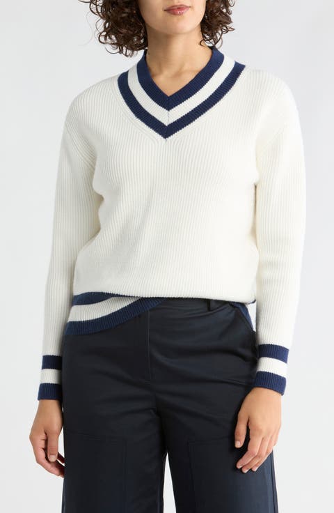 Varsity Stripe V-Neck Sweater