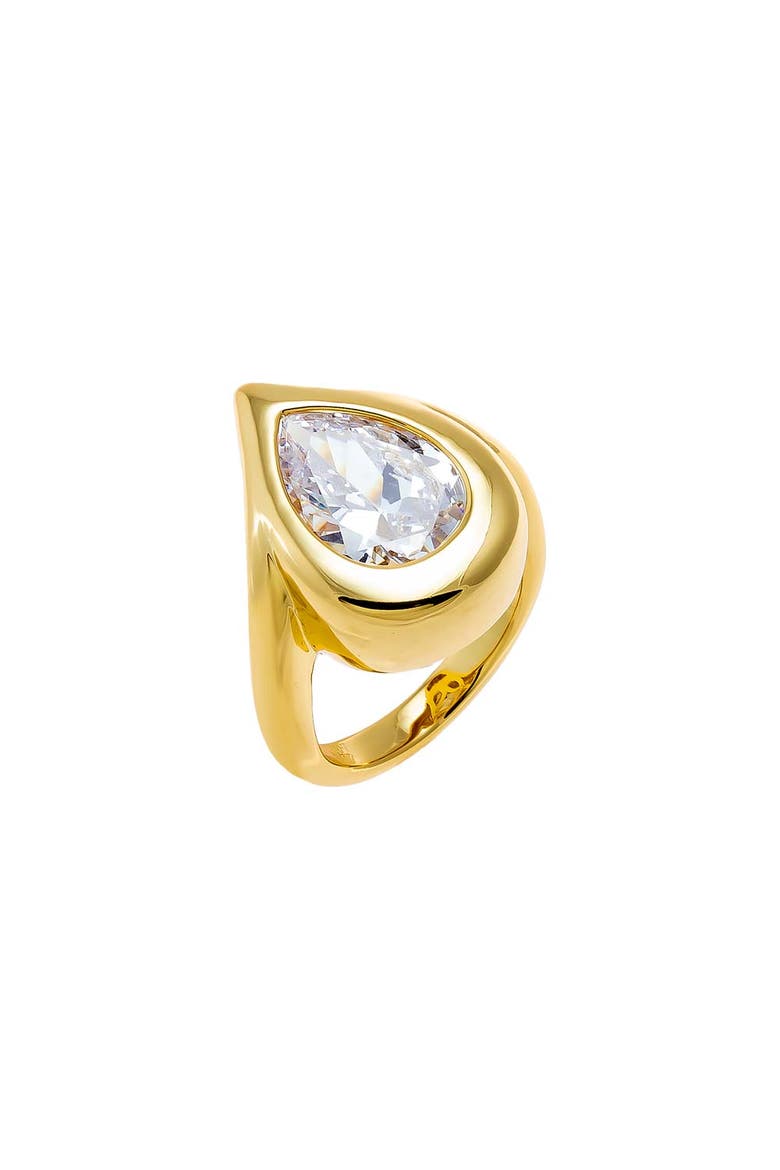 CZ Pear Bezel Pinky Ring, Main, color, Gold
