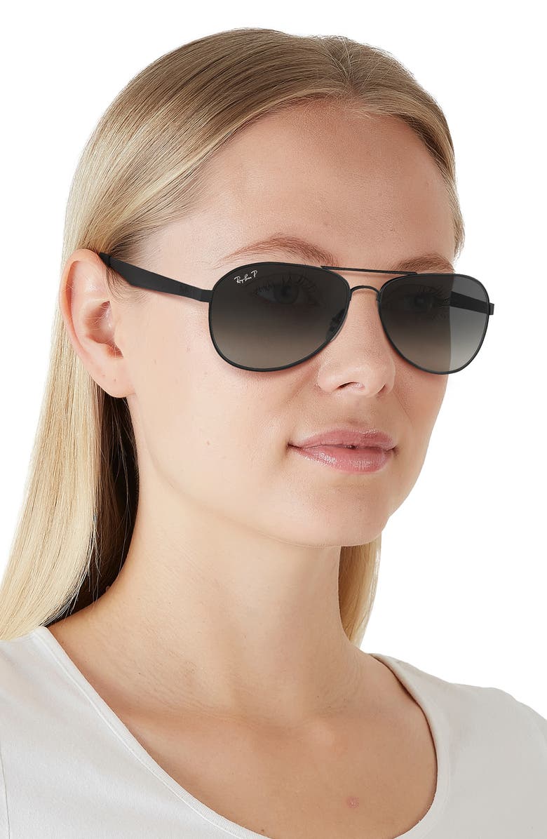 Ray-Ban 61mm Gradient Polarized Aviator Sunglasses, Alternate, color,