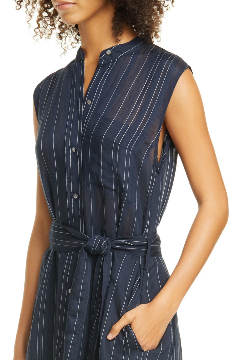 Stripe Drapey Sleeveless Shirtdress, Alternate, color, COASTAL