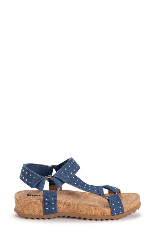 Muk Luks Piper Platform Wedge Sandal In Studded Denim