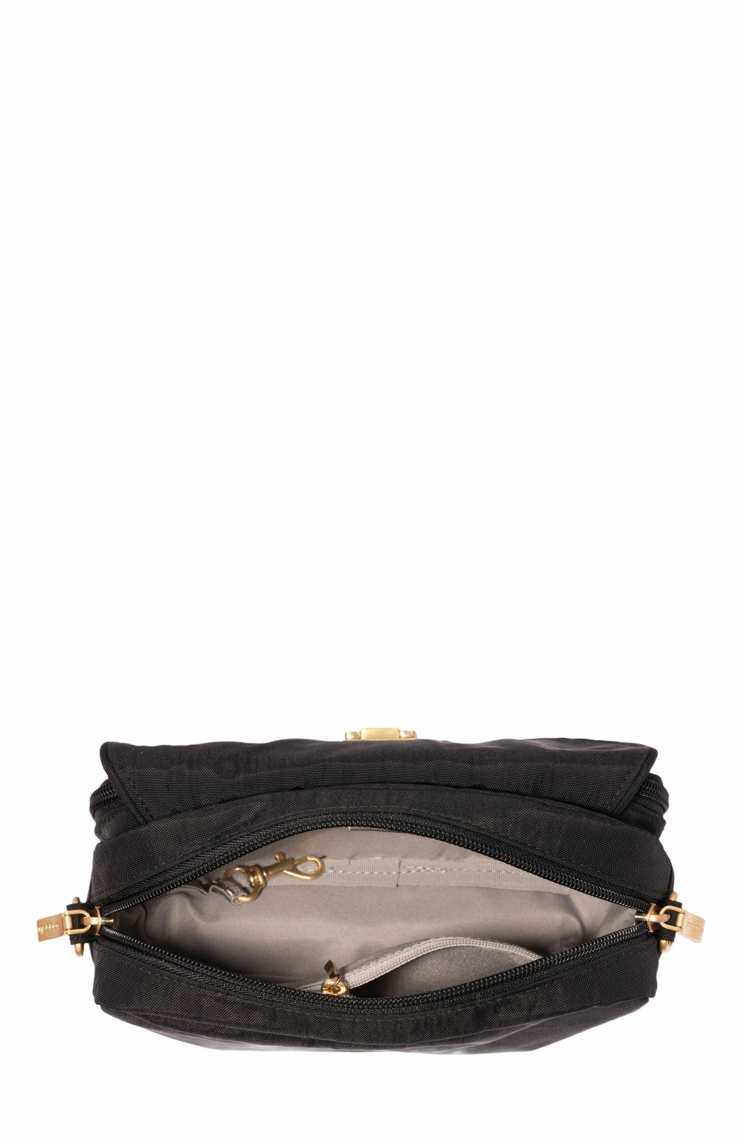 BAGGALLINI Coastal Flip Lock Camera Bag Crossbody, Alternate, color, Black With Gold Hardware