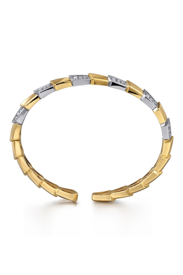 14K Gold & Diamond Cuff Bracelet, Alternate, color, 14K YELLOW/ WHITE GOLD