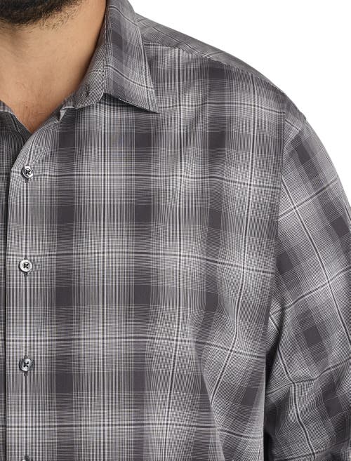 Synrgy By Dxl Big & Tall Large Plaid Sport Shirt In Grey