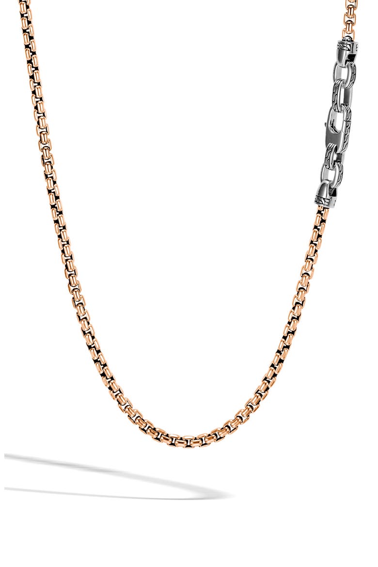 Box Chain Men's Bronze & Sterling Silver Necklace, Alternate, color, SILVER/ BRONZE
