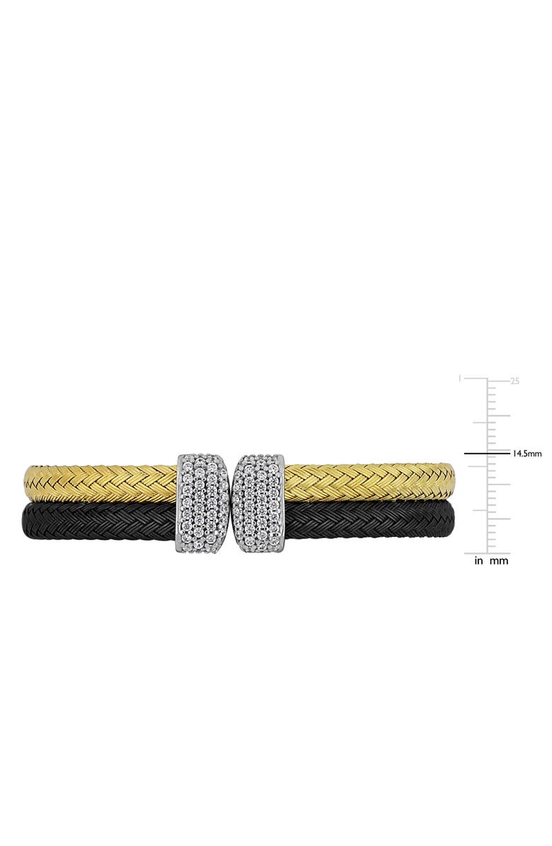 Julianna B. Cubic Zirconia Double Row Bangle, Alternate, color, Yellow & Black Plated Silver