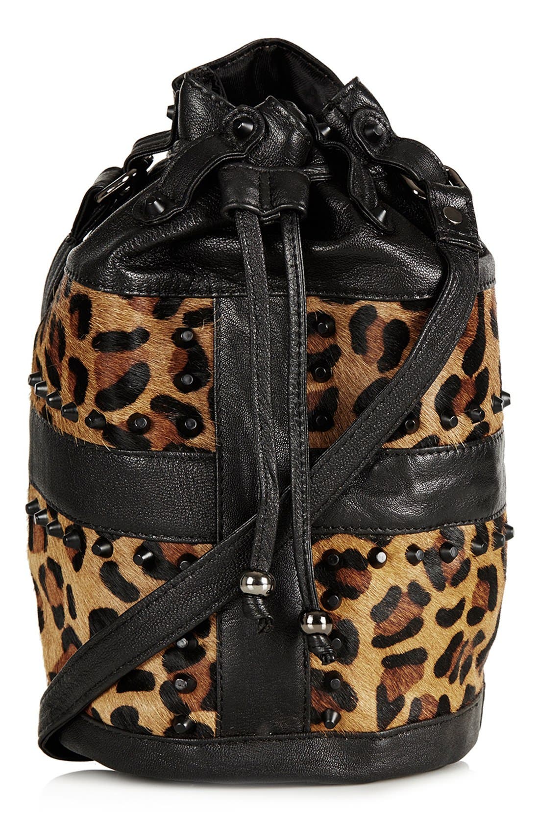 Leopard Print Crossbody Bag, Main, color, BROWN