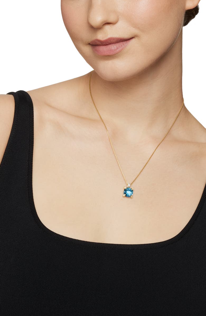 David Yurman Châtelaine Pendant Necklace with Diamonds, Alternate, color, Hampton Blue Topaz