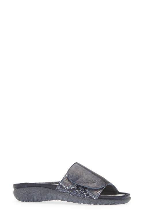 Naot Ipo Slide Sandal In Soft Ink Leather/navy Python