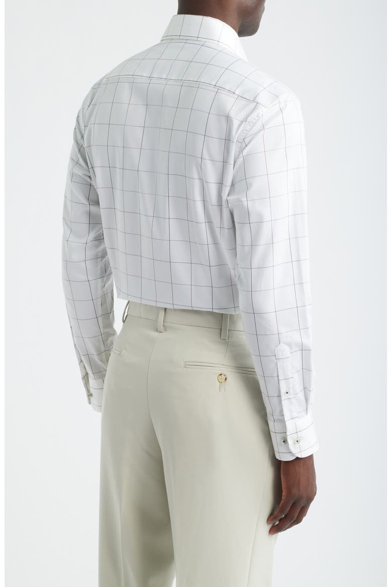 Modern Fit Windowpane Check Non-Iron Cotton Twill Dress Shirt, Alternate, color, BROWN