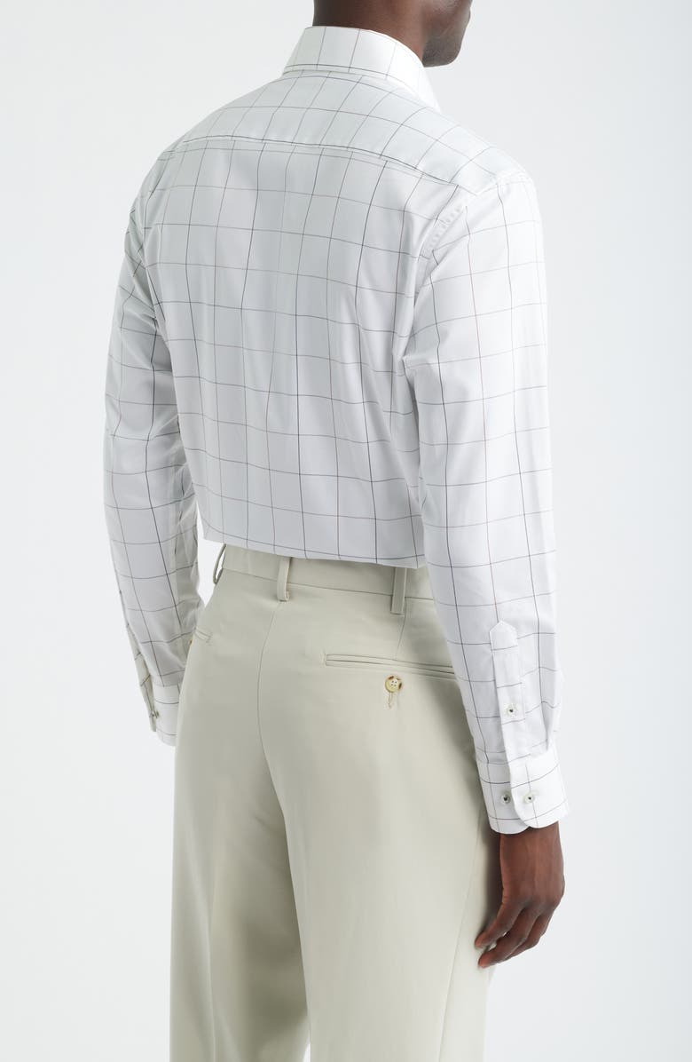 1863 by Eterna Modern Fit Windowpane Check Non-Iron Cotton Twill Dress Shirt, Alternate, color, Brown